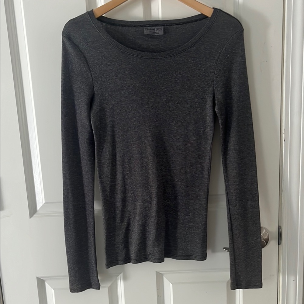 Y2K Michael Stars Fitted Gray shimmer crew long sleeve Tee One Size